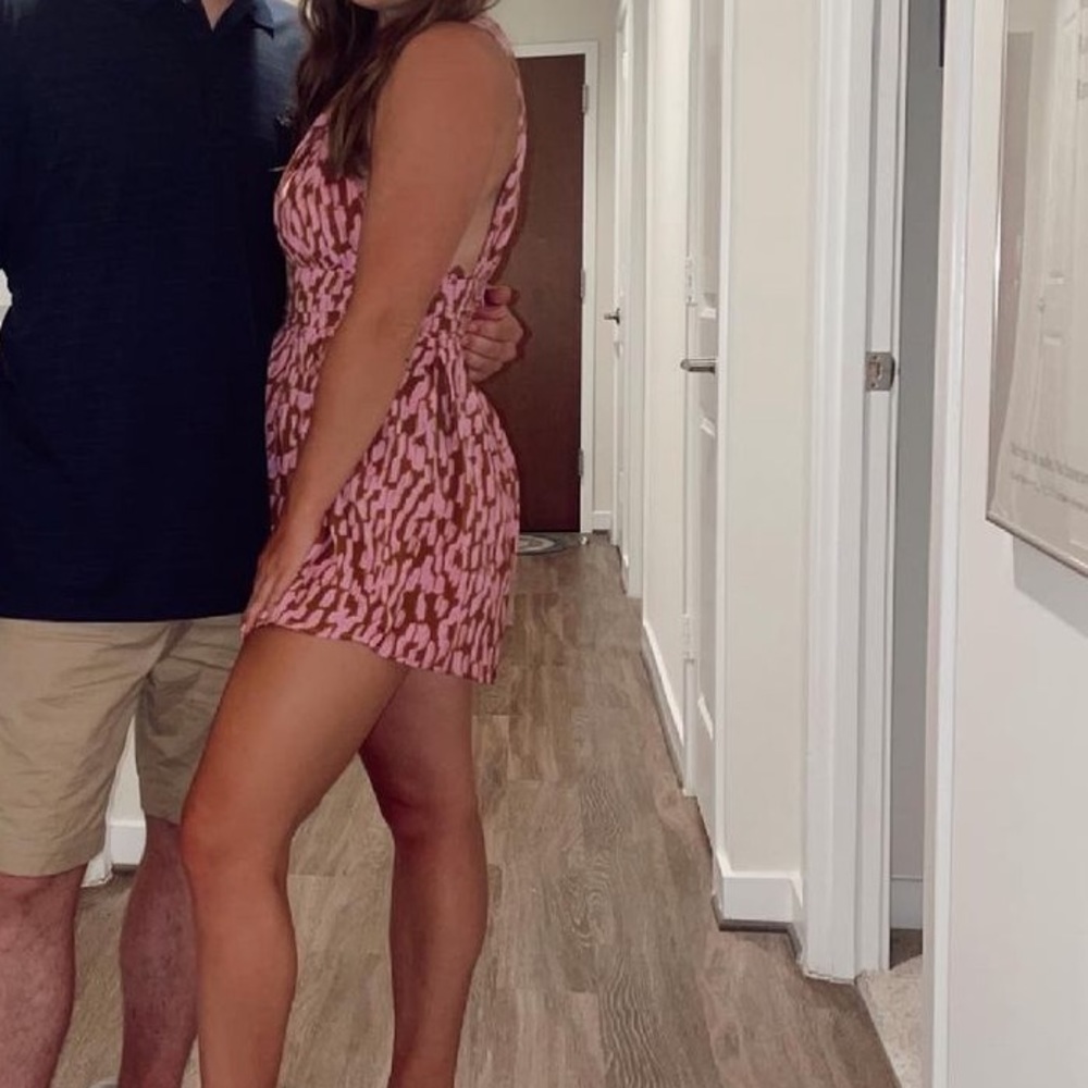 Pink Criss Cross Keyhole Romper
